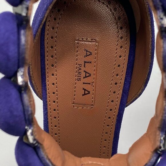 Alaia Bombe 90 Ankle-Strap Studded Suede Leather Sandals size 36.5 - Picture 10 of 16